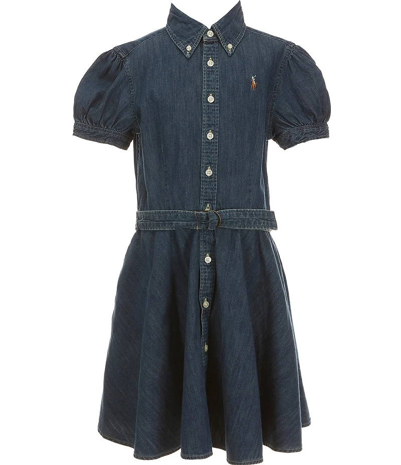 Polo Ralph Lauren Little Girls Short Sleeve Belted Denim Shirt Dress