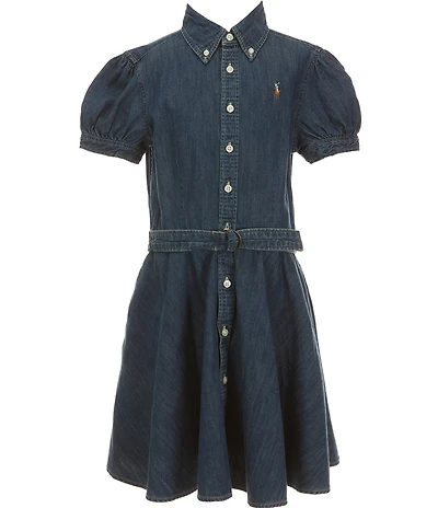 Polo Ralph Lauren Little Girls Short Sleeve Belted Denim Shirt Dress