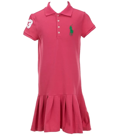 Polo Ralph Lauren Little Girls Short-Sleeve Big Pony Stretch Mesh Drop-Waist Polo Dress