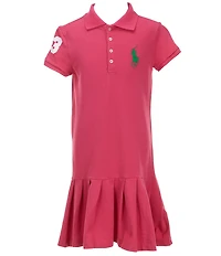 Polo Ralph Lauren Little Girls Short-Sleeve Big Pony Stretch Mesh Drop-Waist Polo Dress