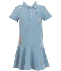 Polo Ralph Lauren Little Girls Short Sleeve Embroidered Stretch Mesh Polo Dress