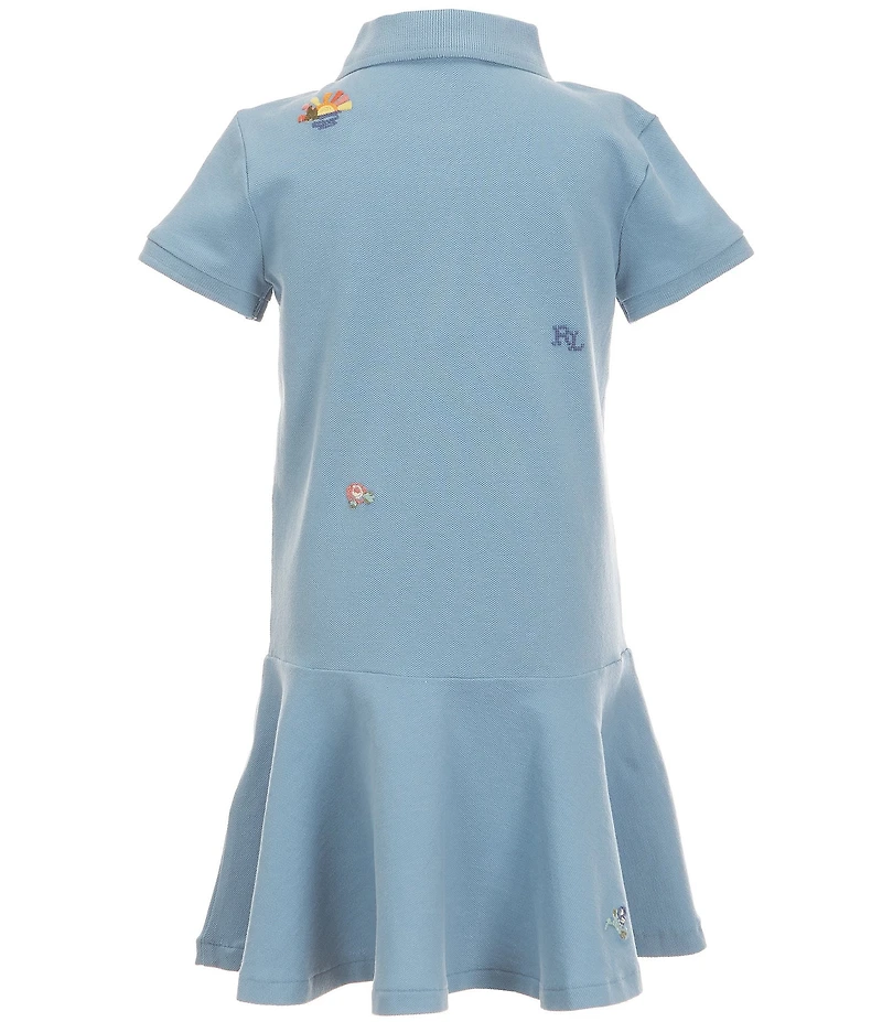 Polo Ralph Lauren Little Girls Short Sleeve Embroidered Stretch Mesh Polo Dress