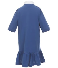 Polo Ralph Lauren Little Girls Short Sleeve Logo Cotton Mesh Rugby Dress