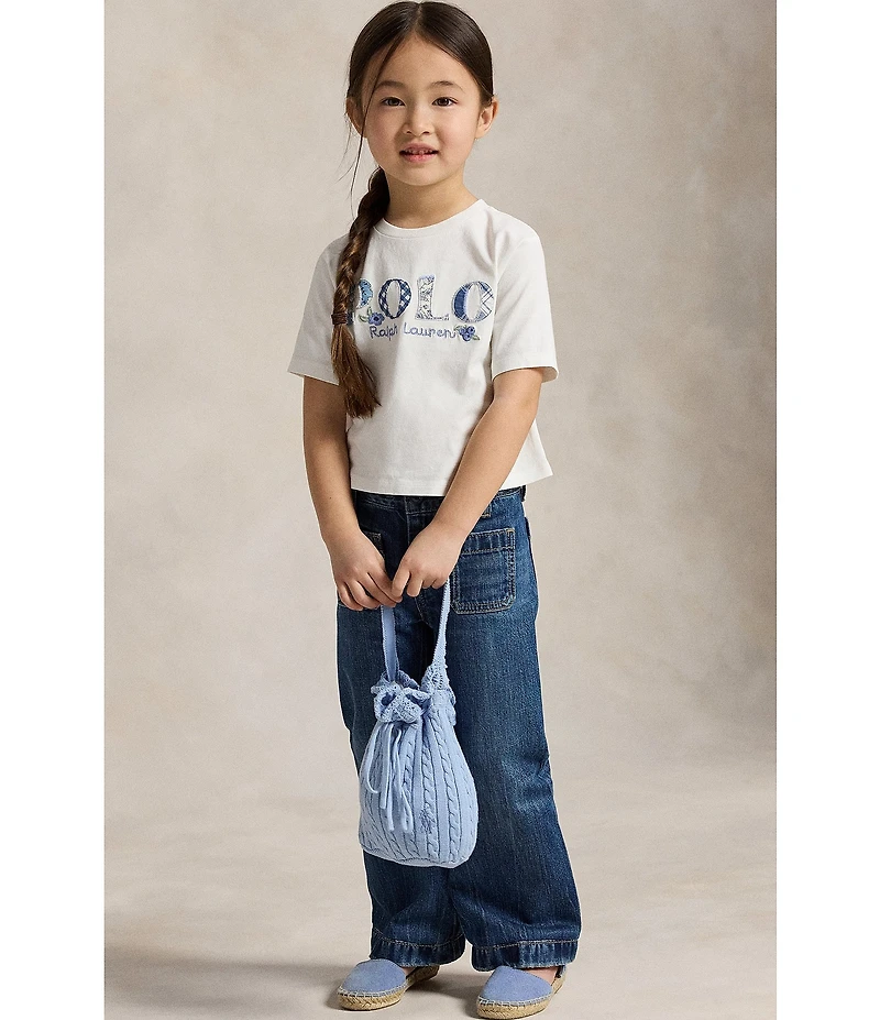 Polo Ralph Lauren Little Girls Short-Sleeve Logo Jersey Cropped Boxy T-Shirt