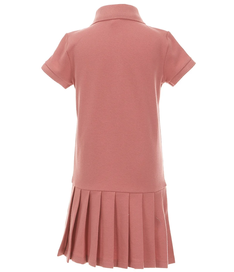 Polo Ralph Lauren Little Girls Short Sleeve Pleated Cotton Mesh Polo Dress
