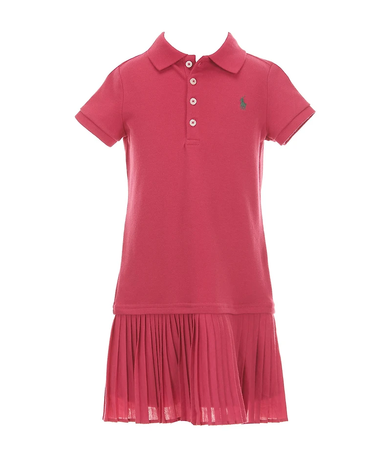 Polo Ralph Lauren Little Girls Short-Sleeve Pleated Stretch Mesh Polo Dress