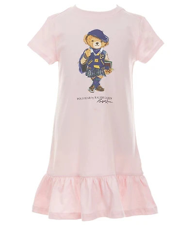 Polo Ralph Lauren Little Girls Short Sleeve Polo Bear Jersey Dress