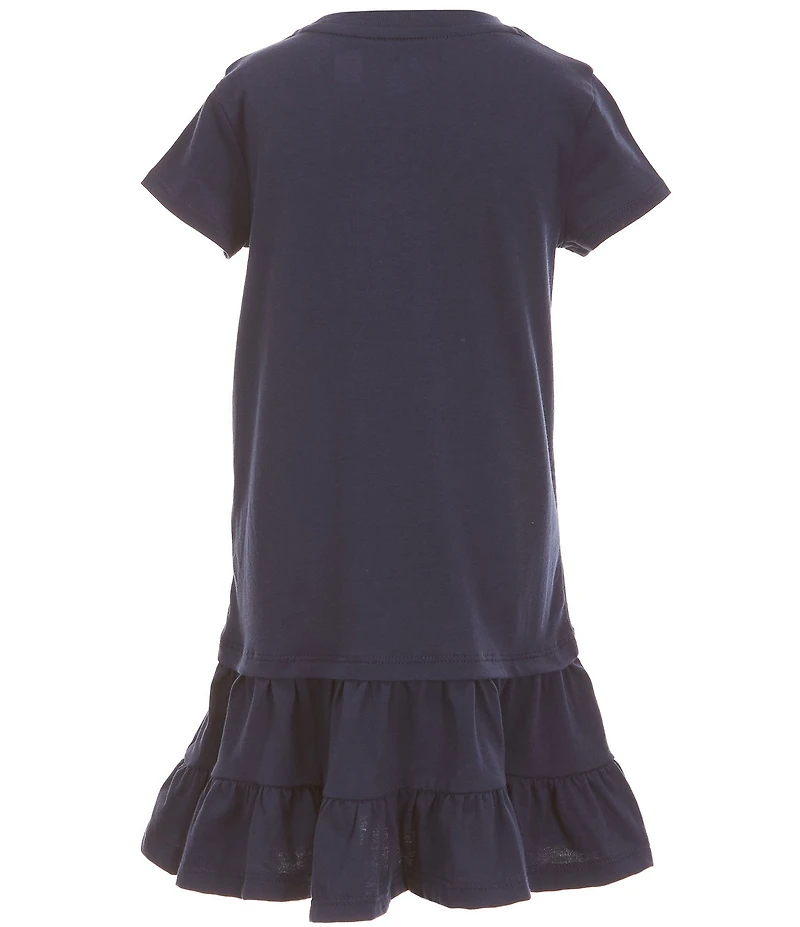 Polo Ralph Lauren Little Girls Short Sleeve Polo Bear Tiered Drop Waist Dress
