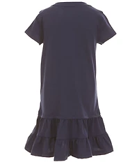 Polo Ralph Lauren Little Girls Short Sleeve Polo Bear Tiered Drop Waist Dress
