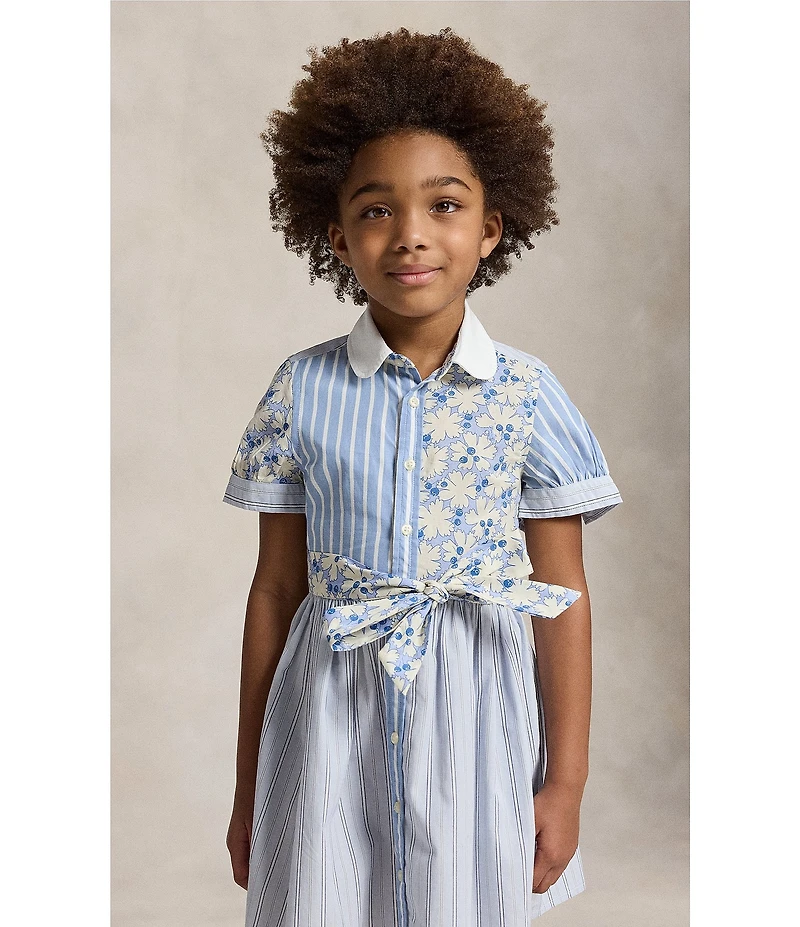 Polo Ralph Lauren Little Girls Short-Sleeve Striped Poplin Fun Shirtdress