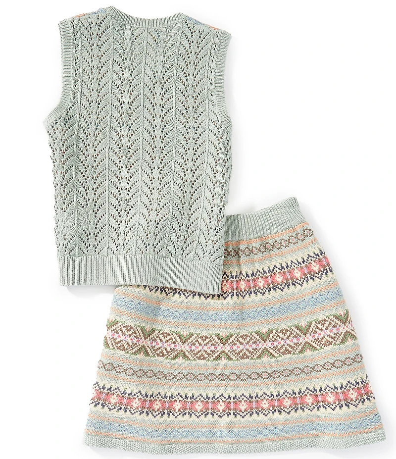 Polo Ralph Lauren Little Girls Sleeveless Fair Isle Sweater Vest & Matching Skirt Set