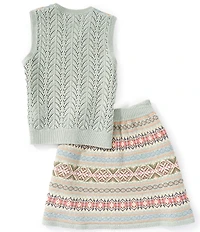 Polo Ralph Lauren Little Girls Sleeveless Fair Isle Sweater Vest & Matching Skirt Set