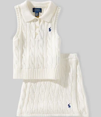 Polo Ralph Lauren Little Girls Sleeveless Polo Sweater & Faux-Wrap Skirt