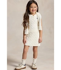 Polo Ralph Lauren Little Girls Sleeveless Polo Sweater & Faux-Wrap Skirt
