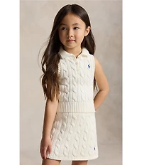 Polo Ralph Lauren Little Girls Sleeveless Polo Sweater & Faux-Wrap Skirt