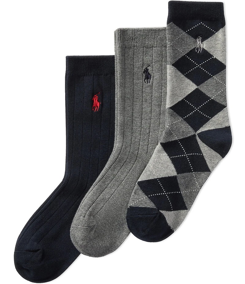 Polo Ralph Lauren Little/Big Boys Classic Argyle Sock 3-pack