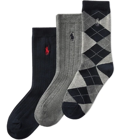 Polo Ralph Lauren Little/Big Boys Classic Argyle Sock 3-pack
