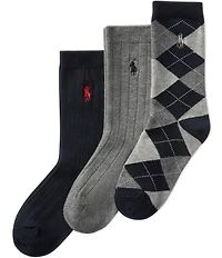 Polo Ralph Lauren Little/Big Boys Classic Argyle Sock 3-pack
