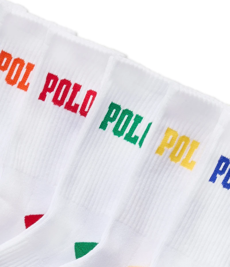 Polo Ralph Lauren Little/Big Boys Performance Polo Logo Crew Socks 6-Pack