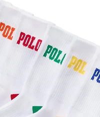 Polo Ralph Lauren Little/Big Boys Performance Polo Logo Crew Socks 6-Pack