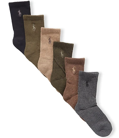Polo Ralph Lauren Little/Big Boys Performance Solid Cushioned Crew Socks 6-Pack