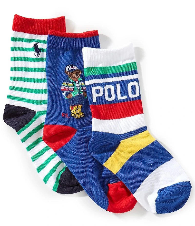 Polo Ralph Lauren Little/Big Boys Spring Bear 3-Pack Crew Socks