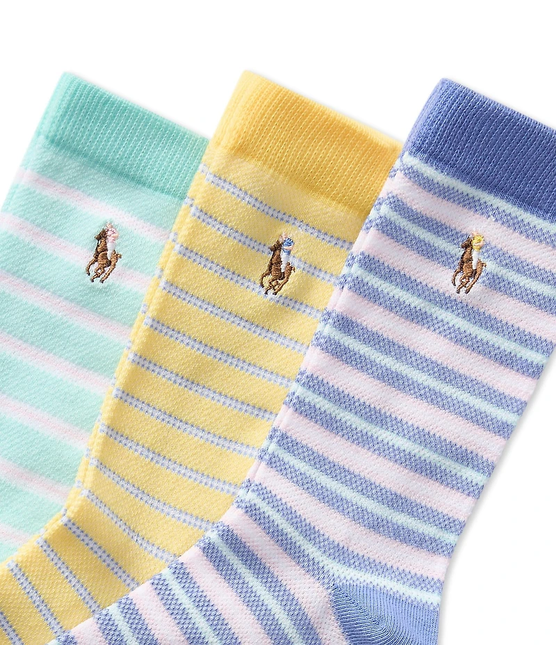 Polo Ralph Lauren Little/Big Girls Oxford Stripe Sock 3-Pack