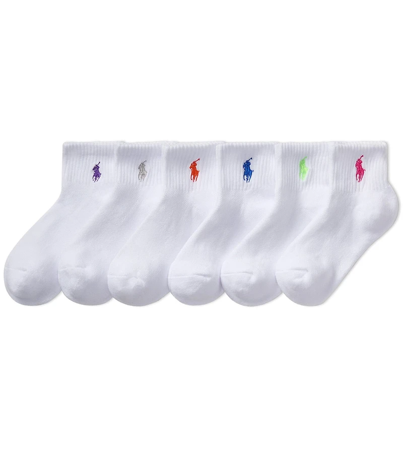 Polo Ralph Lauren Little/Big Girls Performance Cushioned Solid Quarter Sock 6-Pack