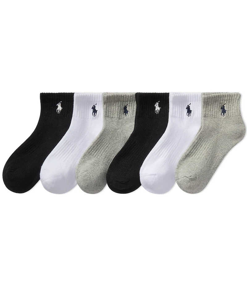 Polo Ralph Lauren Little/Big Girls Performance Solid Cushioned Quarter Socks 6-Pack