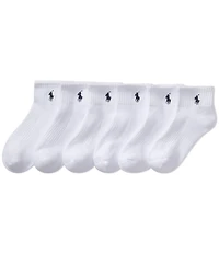 Polo Ralph Lauren Little/Big Girls Performance Solid Cushioned Quarter Socks 6-Pack