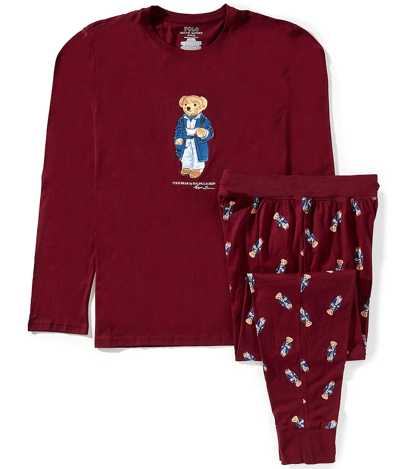Polo Ralph Lauren Long Sleeve Bear Sleep T-Shirt & Allover Bear Printed Jogger Pants Set