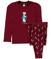 Polo Ralph Lauren Long Sleeve Bear Sleep T-Shirt & Allover Bear Printed Jogger Pants Set