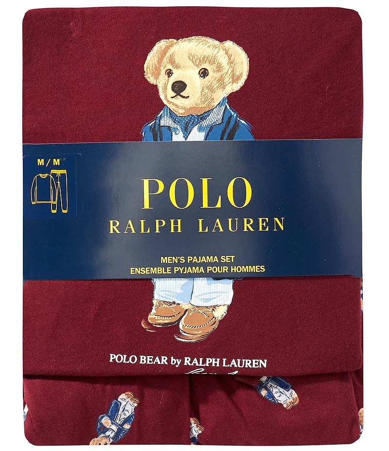 Polo Ralph Lauren Long Sleeve Bear Sleep T-Shirt & Allover Bear Printed Jogger Pants Set
