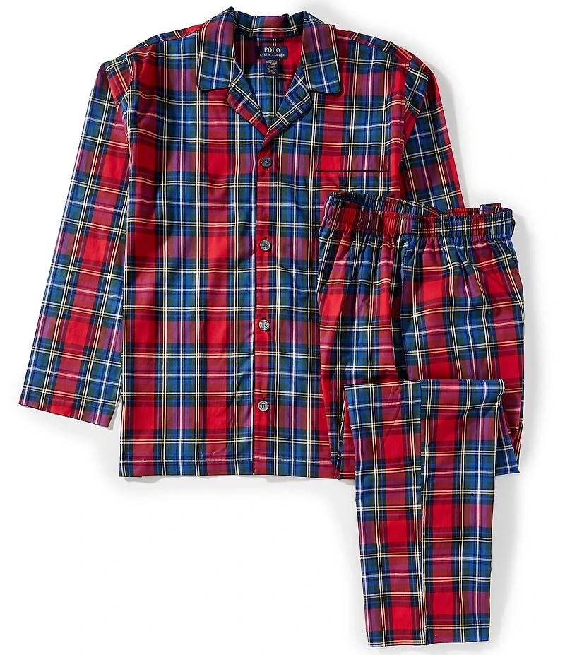 Polo Ralph Lauren Long Sleeve Plaid Woven Pajama Shirt & Matching Plaid Woven Pajama Pant Set