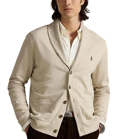 Polo Ralph Lauren Luxury Jersey Shawl Collar Long Sleeve Cardigan