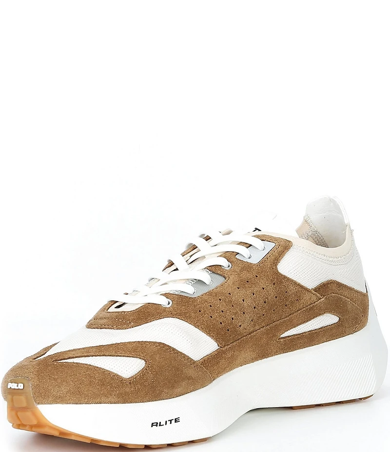 Polo Ralph Lauren Men's Boerum Knit Suede Signature Logo Sneakers