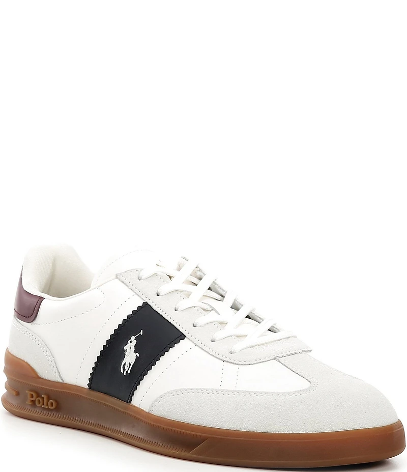 Polo Ralph Lauren Men's Heritage Aera Leather and Suede Logo Sneakers