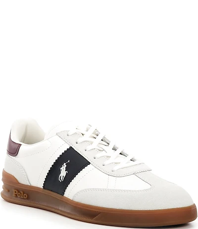 Polo Ralph Lauren Men's Heritage Aera Leather and Suede Logo Sneakers