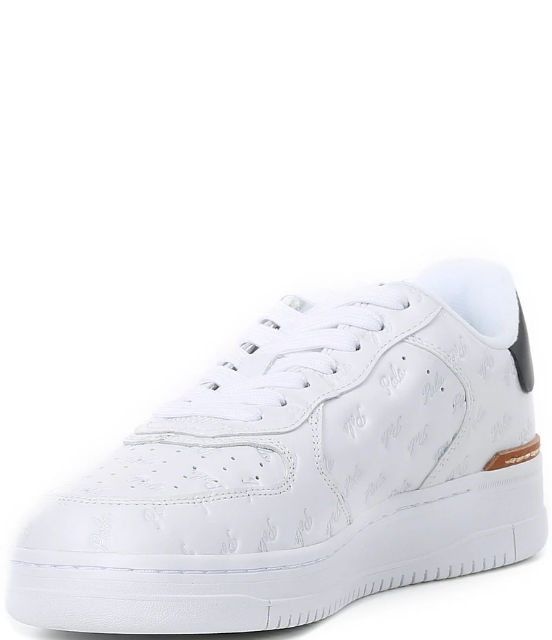 Polo Ralph Lauren Men's Masters Court Embossed Logo Leather Sneakers