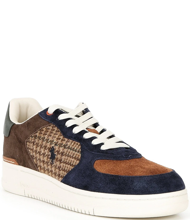 Polo Ralph Lauren Men's Masters Court Suede and Plaid Wool Sneakers