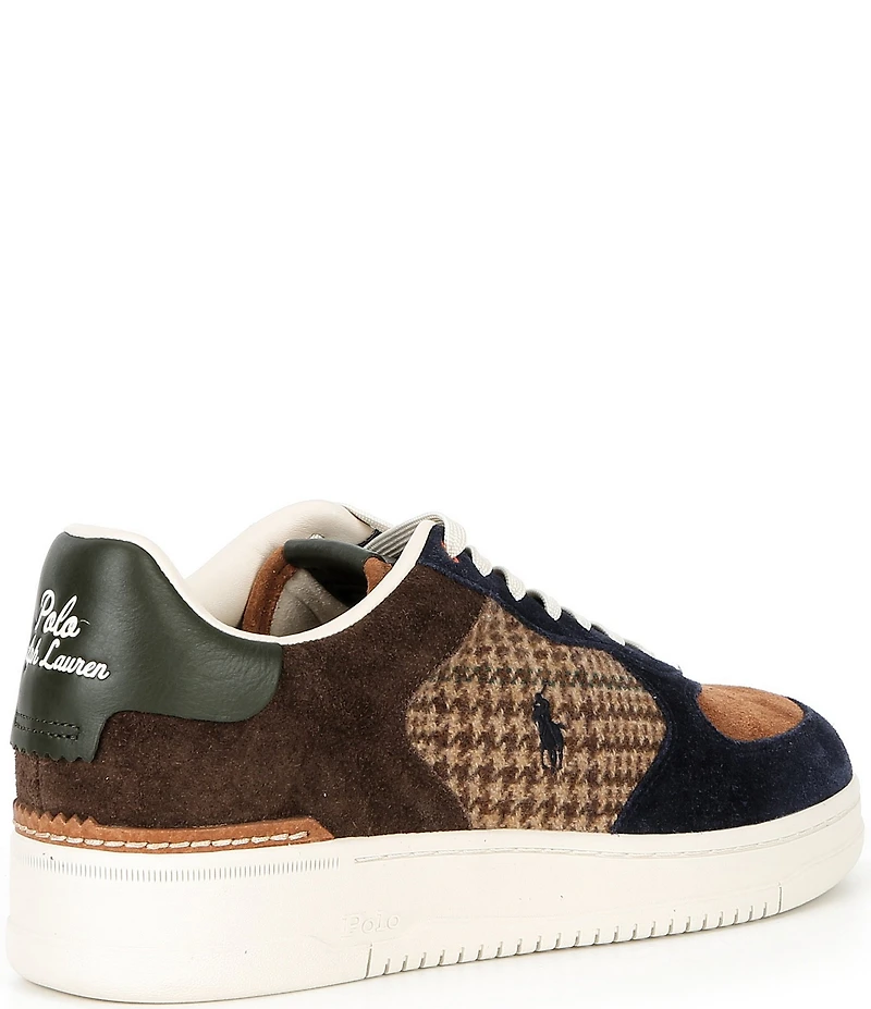 Polo Ralph Lauren Men's Masters Court Suede and Plaid Wool Sneakers