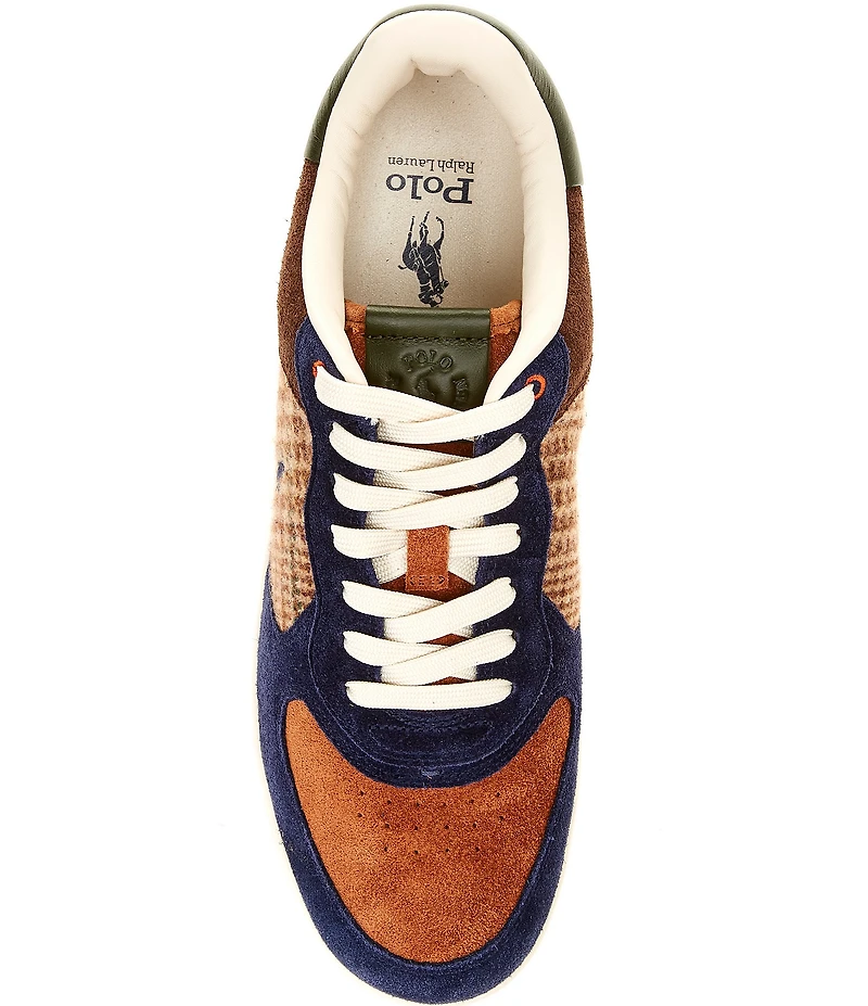 Polo Ralph Lauren Men's Masters Court Suede and Plaid Wool Sneakers