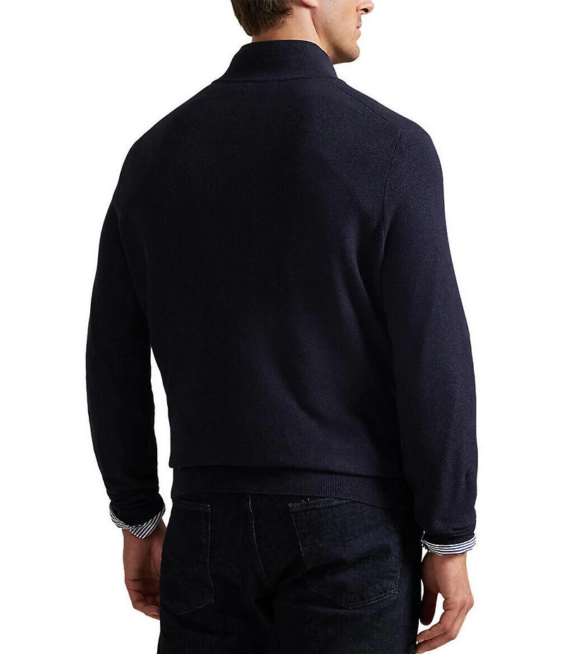 Polo Ralph Lauren Big & Tall Mesh Knit Cotton Quarter-Zip Sweater