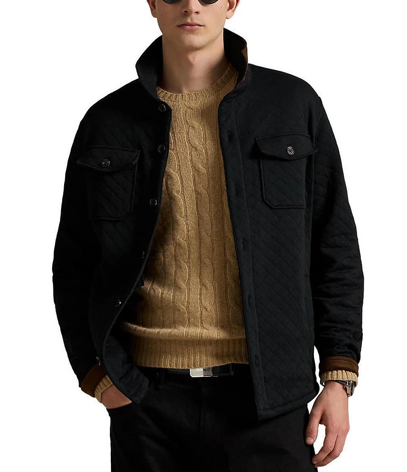 Polo Ralph Lauren Micro Diamond Quilted Double-Knit Jersey Shirt Jacket