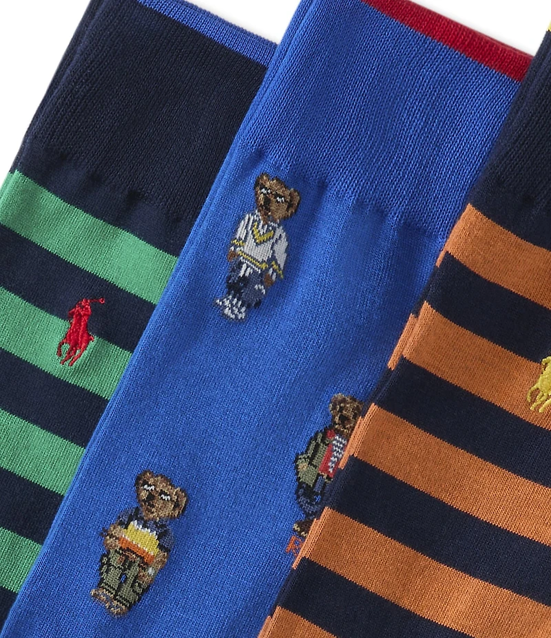 Polo Ralph Lauren Mini Bear & Stripe 3-Pack Socks