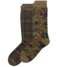 Polo Ralph Lauren Outdoorsman Plaid/Camouflage Dress Socks 2-Pack