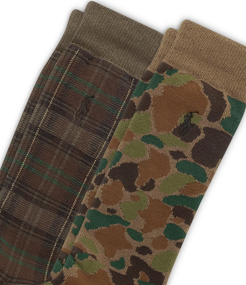 Polo Ralph Lauren Outdoorsman Plaid/Camouflage Dress Socks 2-Pack