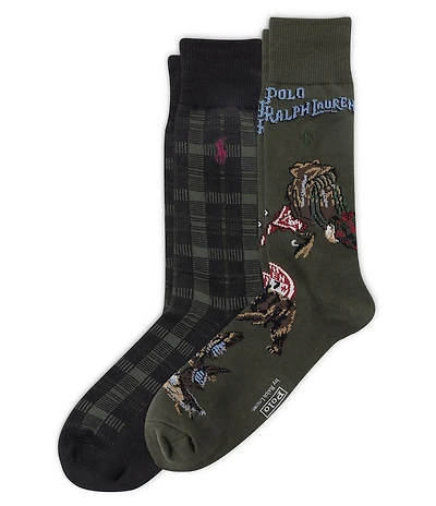 Polo Ralph Lauren Outdoorsman Plaid/Scenic Patterned Dress Socks 2-Pack