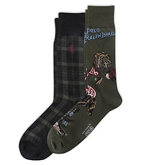 Polo Ralph Lauren Outdoorsman Plaid/Scenic Patterned Dress Socks 2-Pack