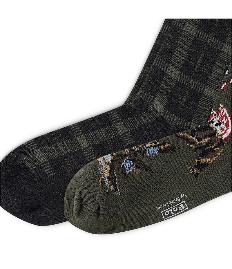 Polo Ralph Lauren Outdoorsman Plaid/Scenic Patterned Dress Socks 2-Pack